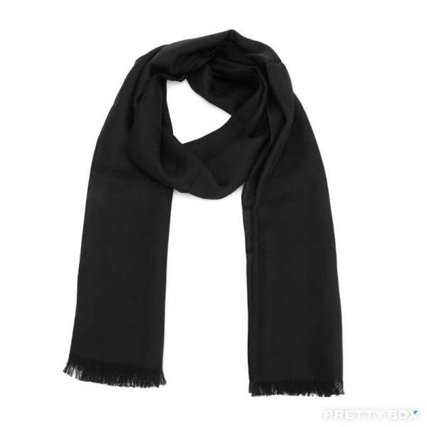 Gucci GG Logo 黑色羊毛蠶絲圍巾頸巾165904-3G646-1000