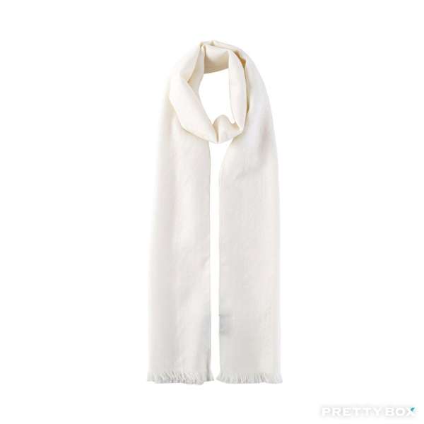 Gucci GG Logo 白色羊毛蠶絲圍巾頸巾 165904-3G646-9000