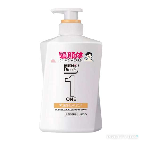 KAO Biore Men's All-in-One Hair/Scalp/Face/Body Wash 480m Smooth Feeling Type Mild Floral Soap Scent