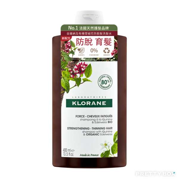 KLORANE Strengthening Shampoo with Quinine and Organic Edelweiss Thinning Hair 400ml