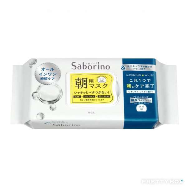 BCL Saborino Mascarilla Facial Matutina Blanca Unisex Adecuada Para Pieles Grasas Tipo Firme Y Húmedo 32uds