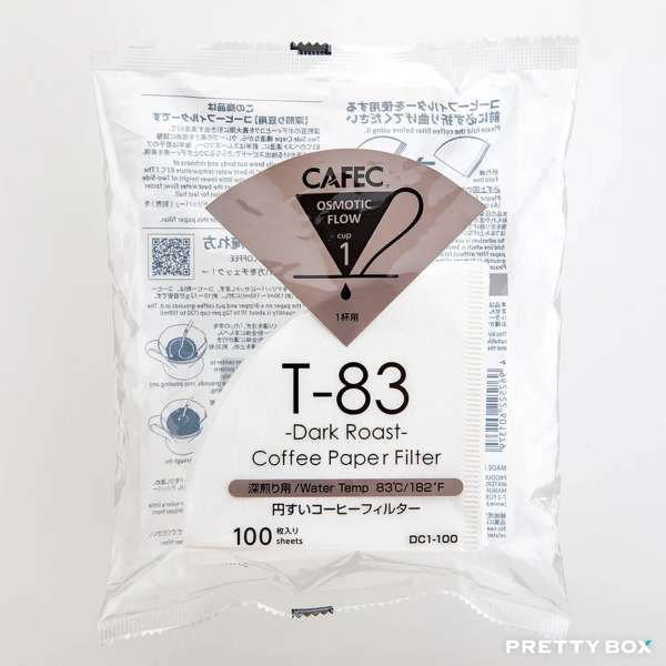 CAFEC 三洋 DC1-100 深焙 T-83 V60漂白手沖咖啡濾紙 1~2杯用 100張入
