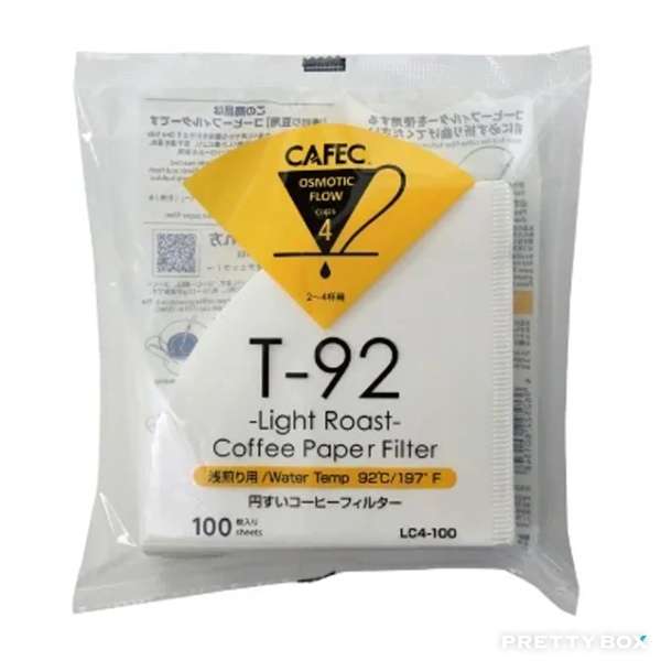 CAFEC 三洋 LC4-100W 淺焙 T-92 V60 漂白手沖咖啡濾紙 2~4杯用 100張入