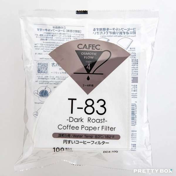CAFEC 三洋 DC4-100 深焙 T-83 V60漂白手沖咖啡濾紙 2~4杯用 100張入