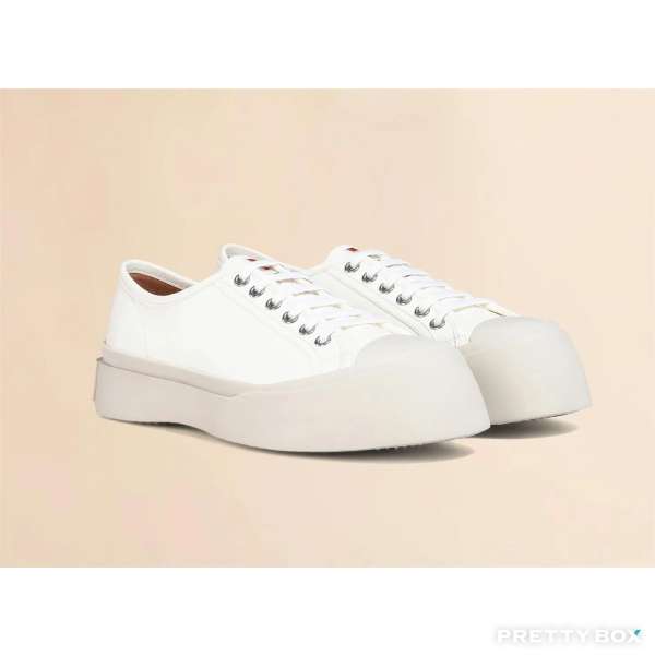 Marni # 白色納帕皮革 Pablo 繫帶運動鞋 SNZW003020P272200W01-36