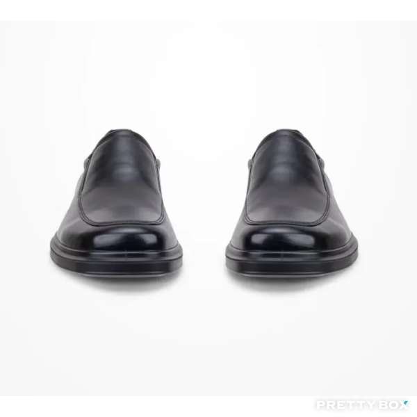 ECCO# 50015401001 EU40 helsinki 2 皮革 一腳蹬圓頭 休閑鞋 男款 黑