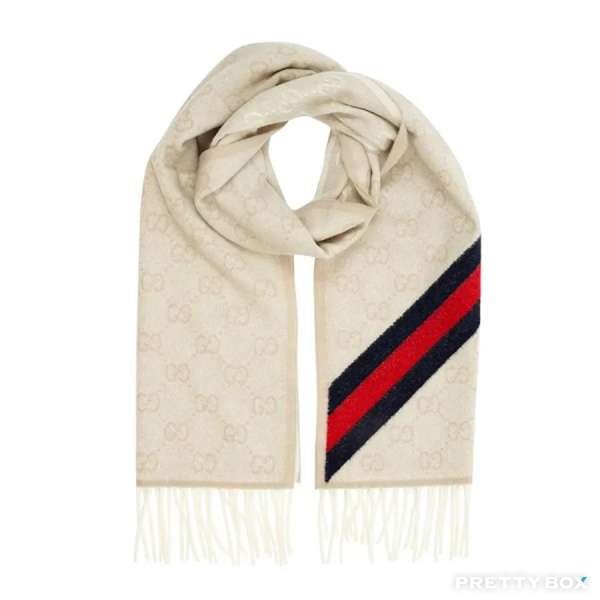 Gucci GG Logo 奶油色羊毛圍巾頸巾 570603-3G200-9568
