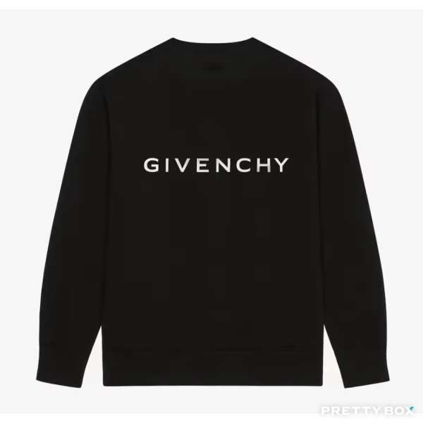 Givenchy #BMJ0HA3YAC001 XL 經典字母印花圓領套頭長袖衛衣 男款 黑色