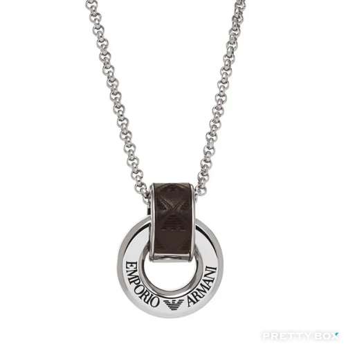 Emporio Armani EGS3134040 雙環相扣經典 Logo 男士項鍊