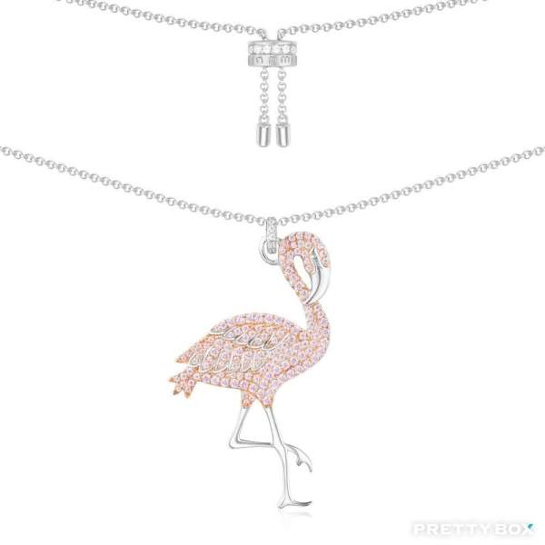 APM Monaco - ROSE #AC3922XORW Silver Pink Flamingo Necklace