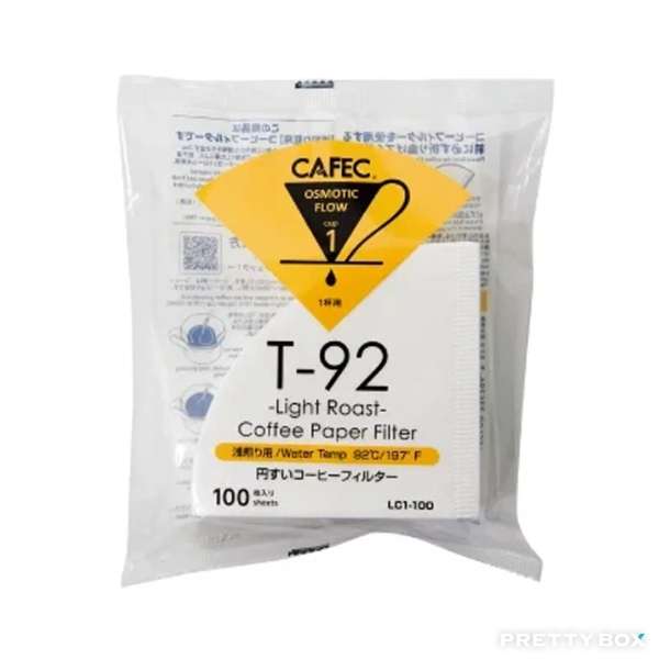 CAFEC 三洋 LC1-100W 淺焙 T-92 V60 漂白手沖咖啡濾紙 1~2杯用 100張入