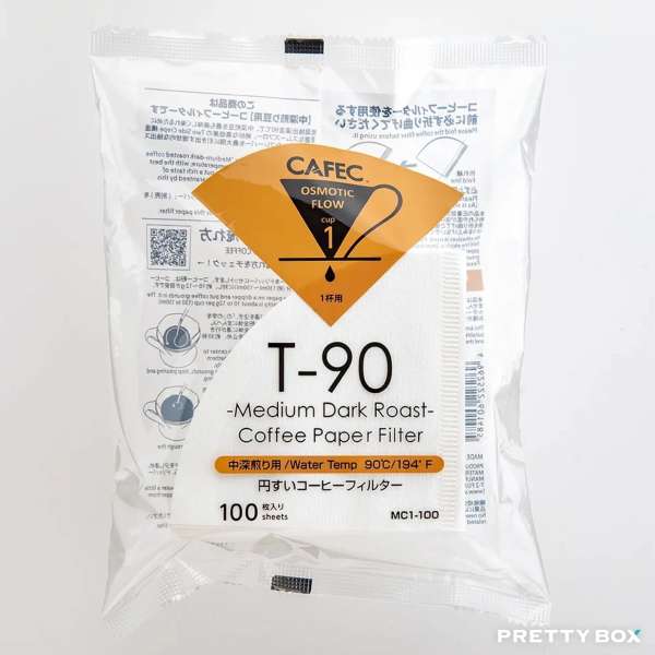 CAFEC 三洋 MC1-100 中焙 T-90 V60 漂白手沖咖啡濾紙 1~2杯用 100張入