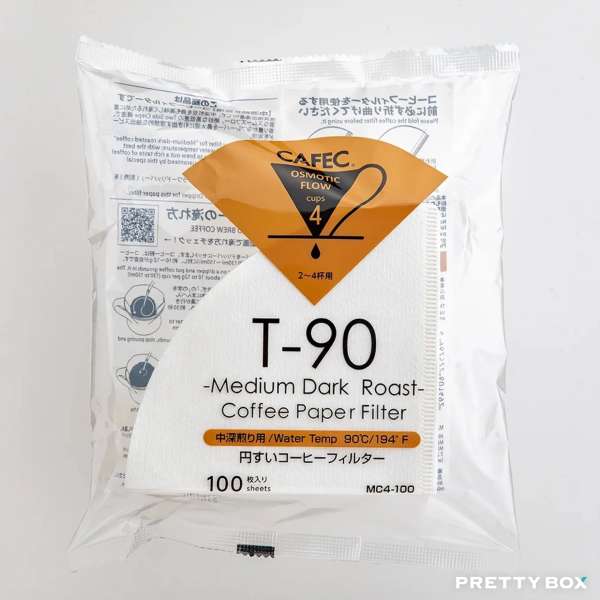 CAFEC 三洋 MC4-100 中焙 T-90 V60 漂白手沖咖啡濾紙 2~4杯用 100張入