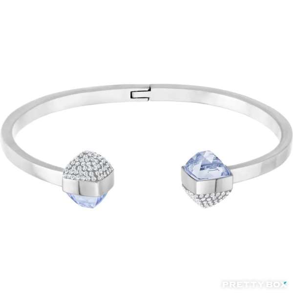 Swarovsk 施華洛世奇 淺藍色和透明水晶開口手鐲 5272073