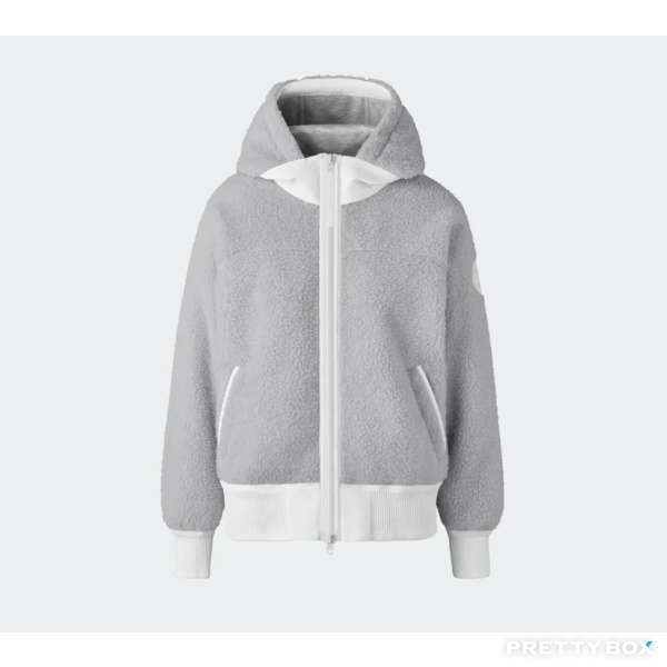 Canada Goose #7016W2 1342 XS HUMANATURE Simcoe拼接休閑Logo徽標抓絨連帽羊毛抓絨絨感外套 女款 (灰色)