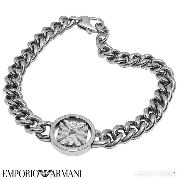 Emporio Armani EGS3041040 銀色不鏽鋼男士手鏈